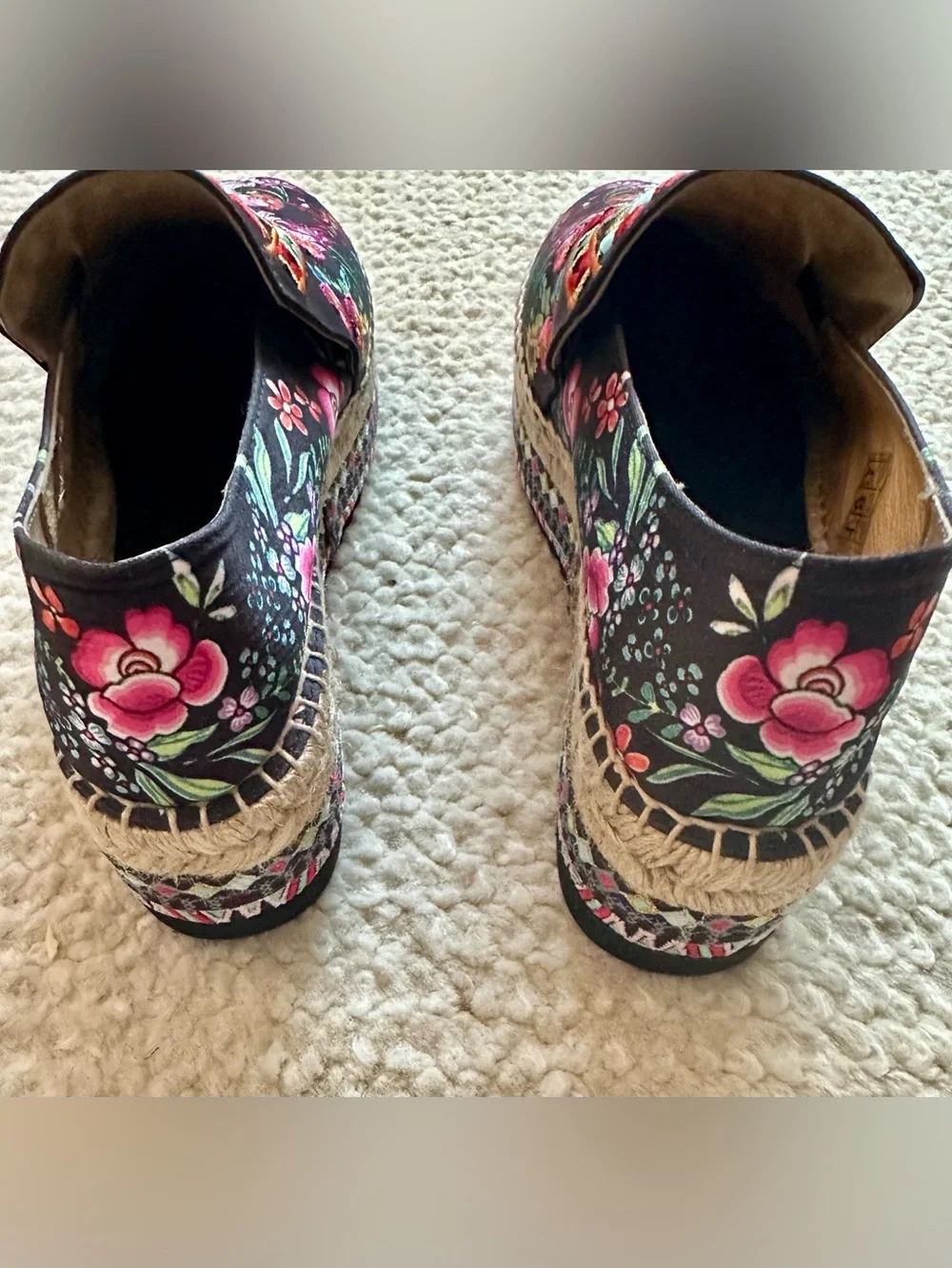 Johnny Was Joshua Embroidered Espadrilles Black/Multi Slip On Shoes Sz 37 NWOTB